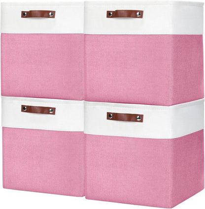 Bagnizer Large Fabric Storage Baskets | 50L Storage Bins, Decorative Linen Closet Baskets with Handles for Organizing, Shelf, Toys, Clothes, Home, Office, Nursery, 17x12x15Inches (Grey&White)