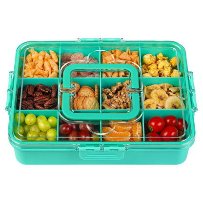 Xyptorix Snack Box Container for Kids - Adjustable 12-Compartment Snack Containers, Reusable Bento Box, Dishwasher Safe, BPA-Free, Perfect for School, Travel, Camping & Picnic, Ivory White