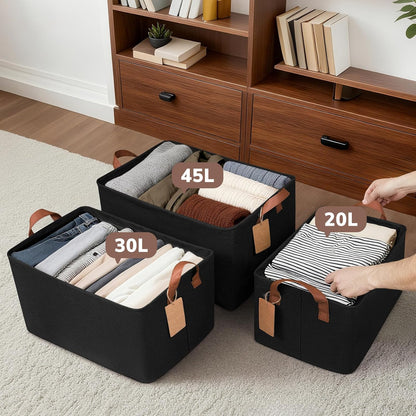 CHICVITA Large Storage Baskets for Shelves, Fabric Storage Bins with Metal Frame, Closet Organizers and Storage Boxes for Clothes Toy, Beige