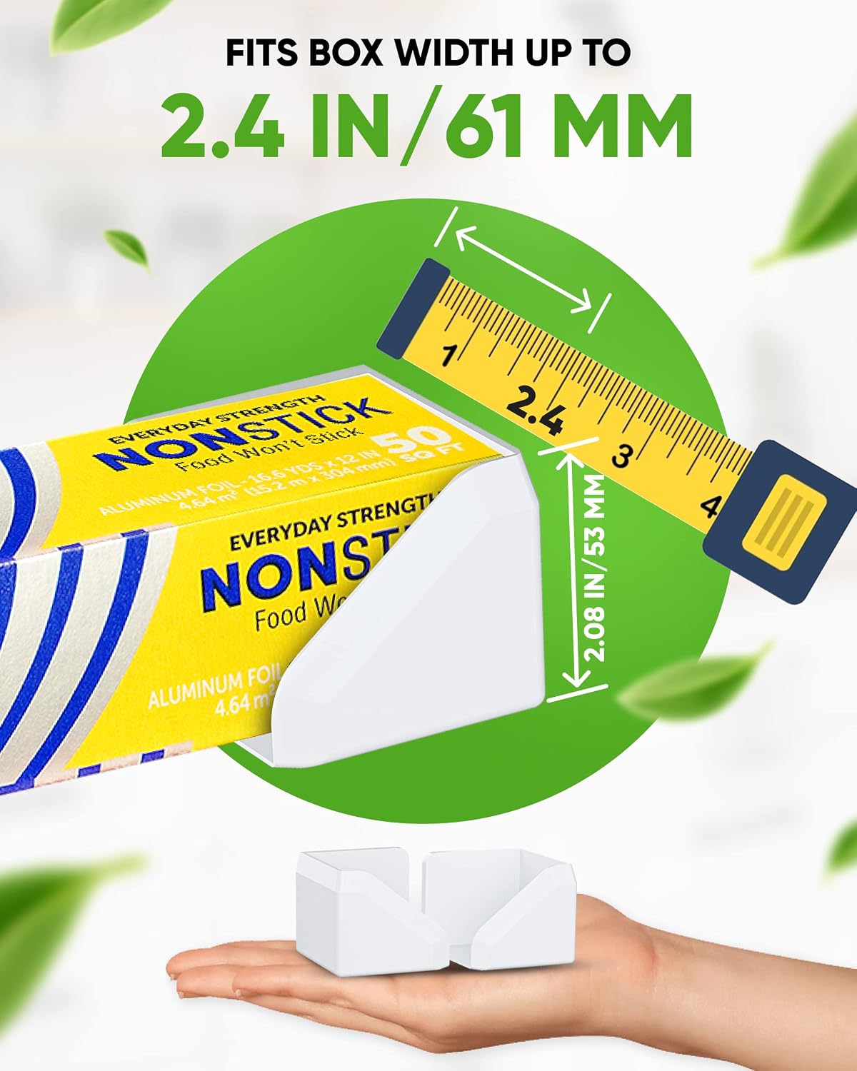 Skywin Adhesive Foil and Plastic Wrap Organizer Includes 2 Holders, Fits Box Width up to 2.4in/61mm, Heavy Duty Aluminum Foil Organization and Storage (White)