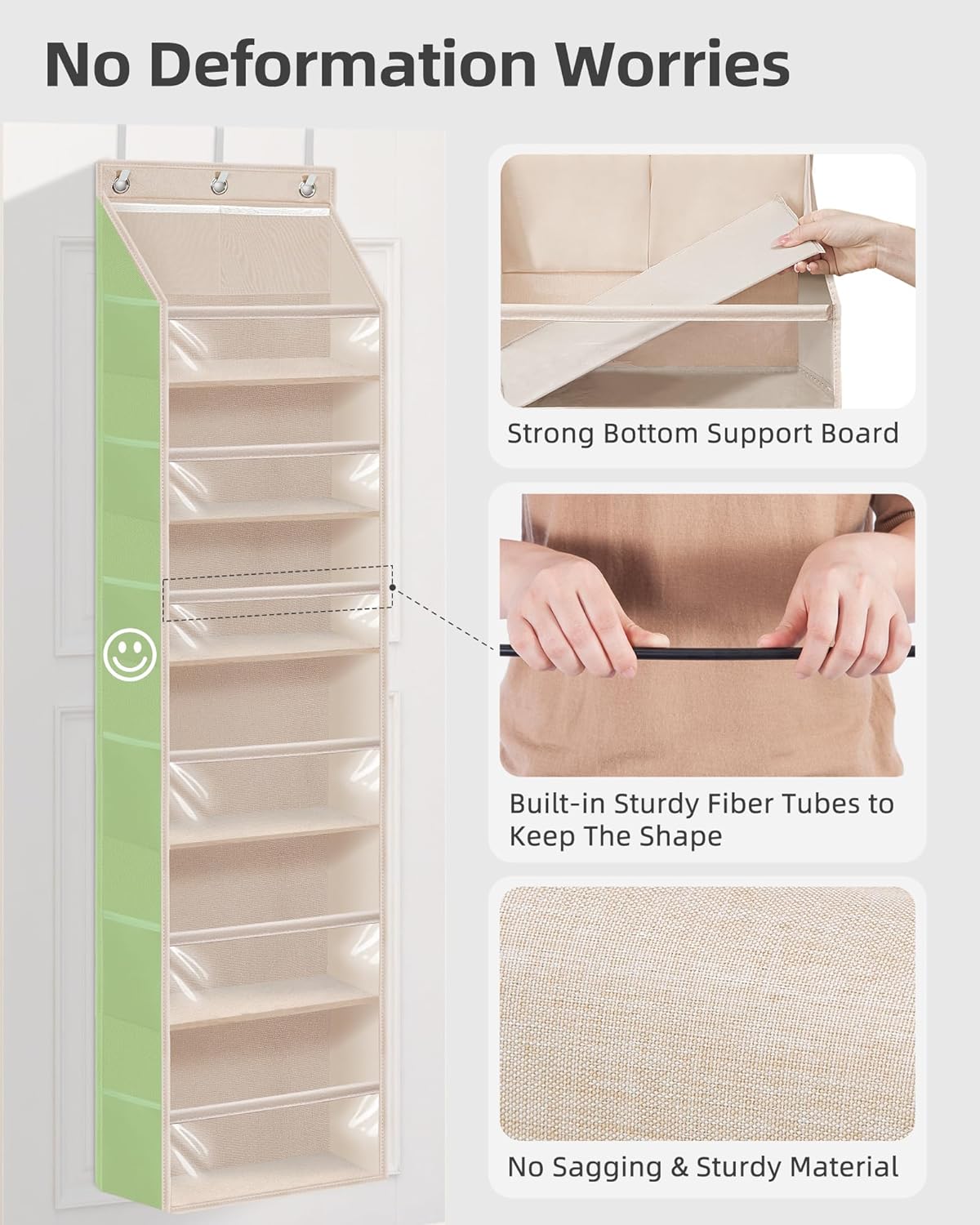 STORAGE MANIAC Over the Door Organizer Large Capacity Hanging Organizer, Clear Deep Pockets Behind Door Closet Organizer and Storage for Nursery, Bathroom, Bedroom, Pantry, 1 Pack Grey