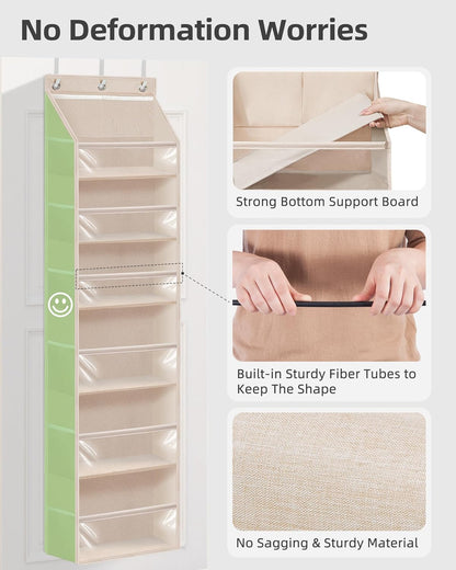 STORAGE MANIAC Over the Door Organizer Large Capacity Hanging Organizer, Clear Deep Pockets Behind Door Closet Organizer and Storage for Nursery, Bathroom, Bedroom, Pantry, 1 Pack Grey