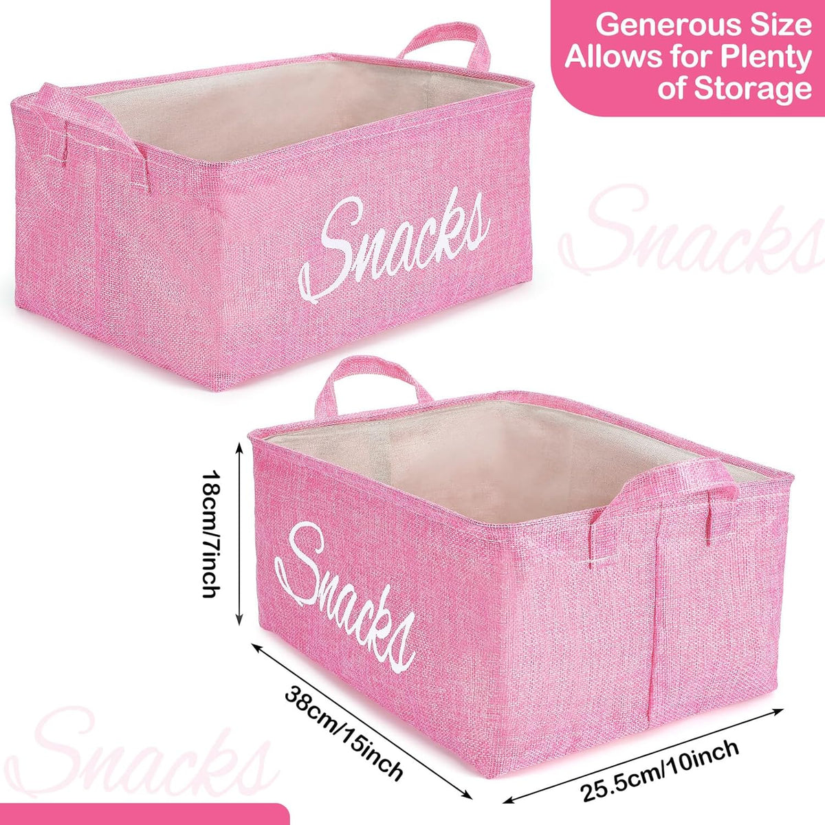 Newtay 17 Pcs Snack Basket Sets, Snack Storage Bin for Pantry Shelves with 16 Pcs 2 Inch Chip Clips, Basket Organizer for Kitchen Home, Chips, Popcorn, Candy, Pretzels(Burlap,Khaki)
