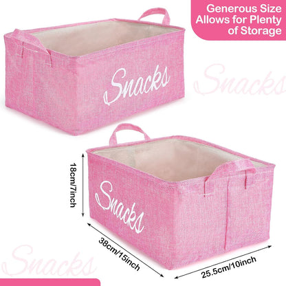Newtay 17 Pcs Snack Basket Sets, Snack Storage Bin for Pantry Shelves with 16 Pcs 2 Inch Chip Clips, Basket Organizer for Kitchen Home, Chips, Popcorn, Candy, Pretzels(Burlap,Khaki)