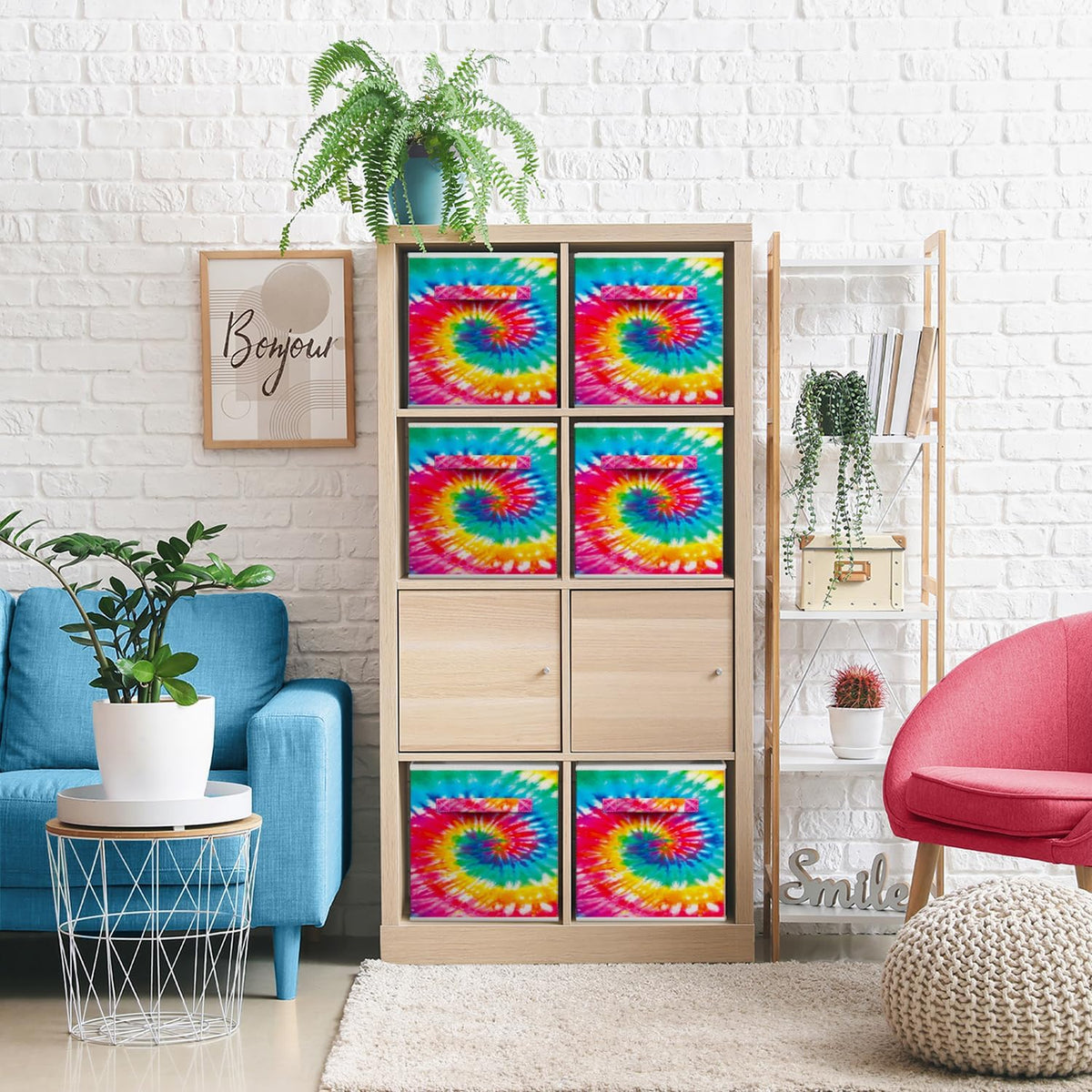 Sorbus Fabric Storage Cubes - 6 Foldable Storage Bins for Organizing Pantry, Cubbies, Toy Box - Clothes Storage & Closet Organizer - 13 Inch Collapsible Cube Baskets for Shelves with Handle