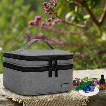 LUXJA Essential Oil Carrying Case - Holds 30 Bottles (5ml-30ml, Also Fits for Roller Bottles), Double-Layer Organizer for Essential Oil and Accessories, Black (Bag Only)