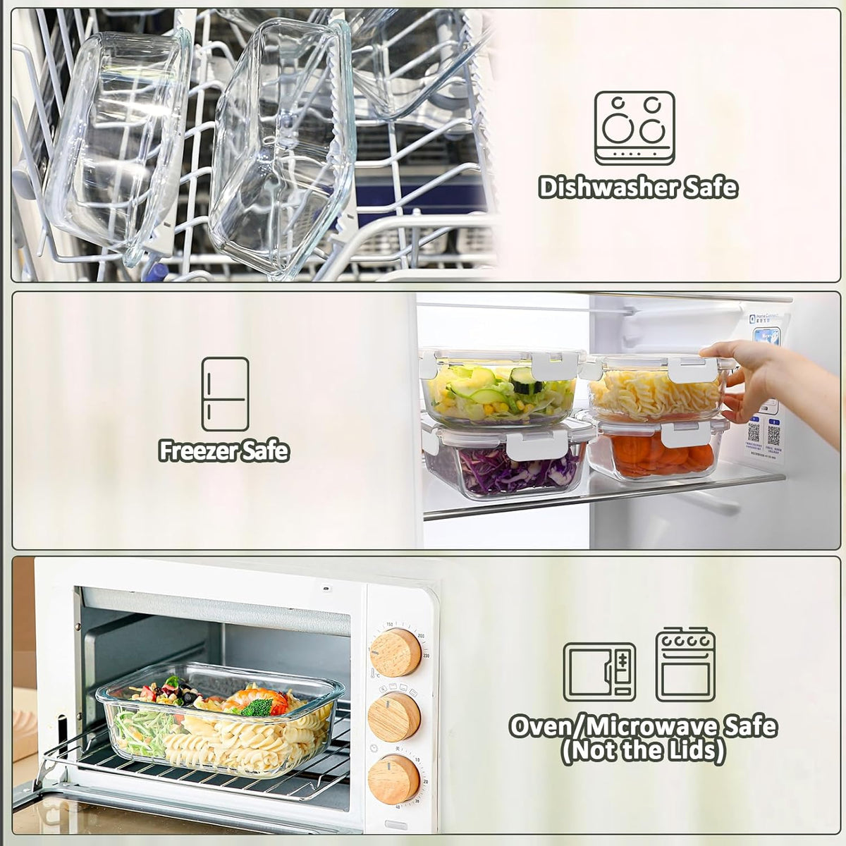M MCIRCO [80 oz & 36 oz Extra Large Glass Food Storage/Baking Containers Set with Lids, 2 Pack 80 oz(10 cup)&2 Pack 36 oz (4.5 cup) Airtight Glass Container,Microwave,Oven,Freezer and Dishwasher
