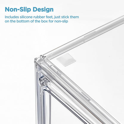 HBlife Baby Bottle Storage Organizer for Countertop Cabinet, 3 Tiers Adjustable Clear Acrylic Bottles Storage Station Case Box Container with 2 Removable Dividers and Magnetic Door, Large