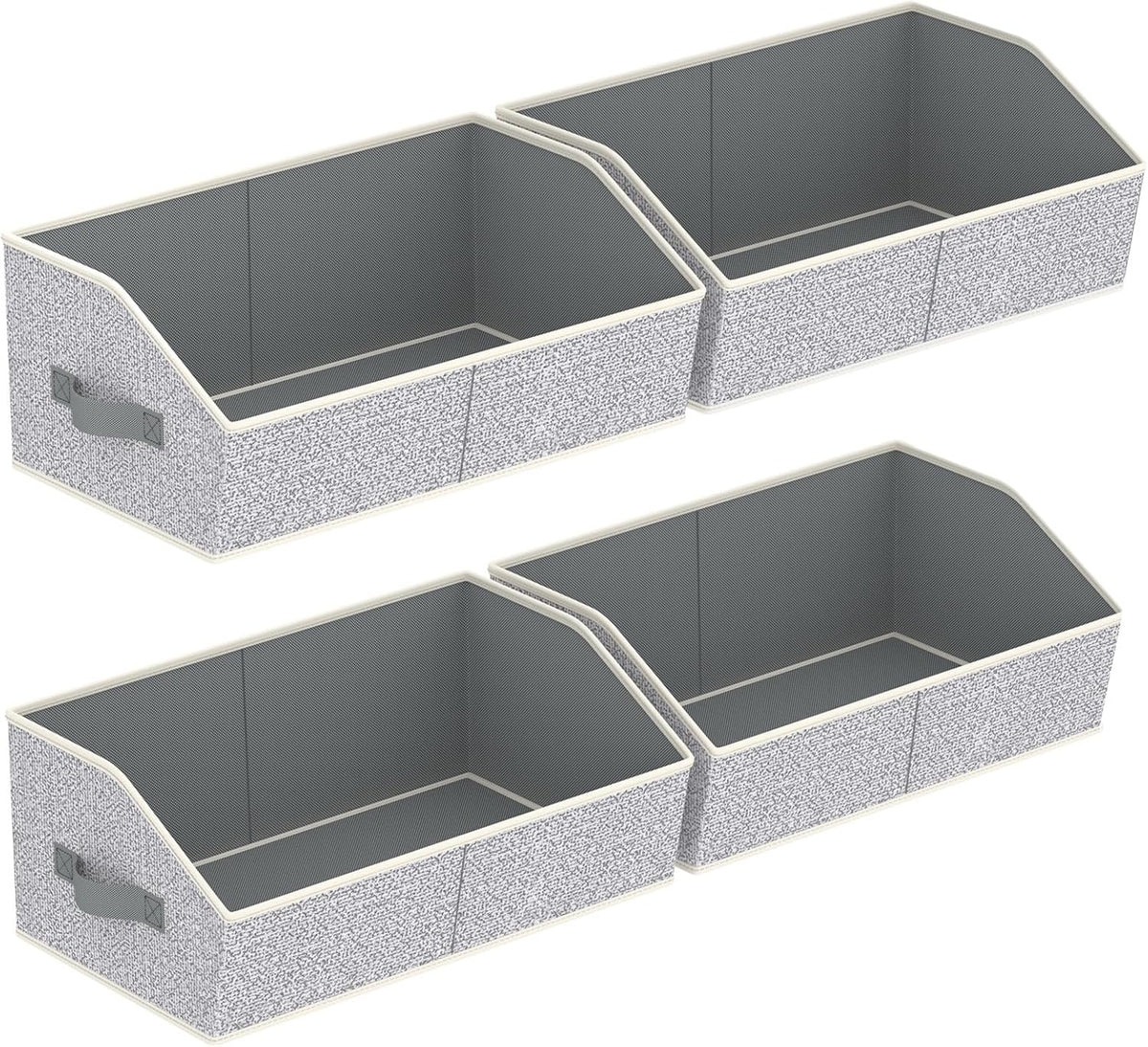 Homsorout Closet Organizers Bins 6 Packs - Large Closet Shelf Organizer with Handles, Fabric Trapezoid Storage Bins, Collapsible Storage Cubes for Clothes, Towels, Light Gray