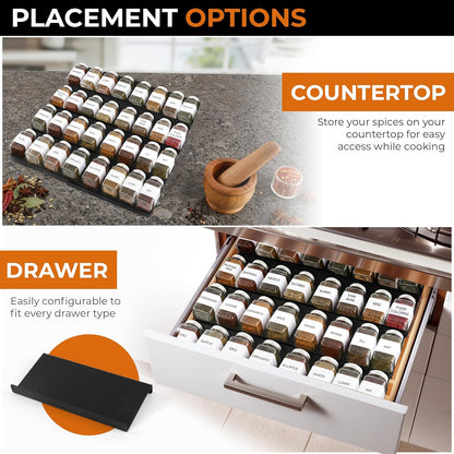 ALCOVA Spice Drawer Organizer, 4 Tier Expandable Spice Rack for Drawer from 9" to 18", Spice Organizer for Drawers and Countertop 8 Pcs Pack (Jars not included)