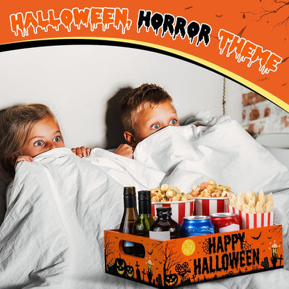 Movie Night Supplies Snack Trays with Handles Reusable Wooden Movie Gift Basket for Theater Popcorn Bucket Bowl Box Container Family Room Decor(Classic Style)