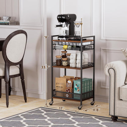 Plaviya K Cup Holder Coffee Cart, 5 Tier Coffee Station Organizer with Wheels, Coffee Pod Holder Coffee Bar Organizer Accessories, Multi-Functional Cart for Living Room, Kitchen, Breakfast Nook