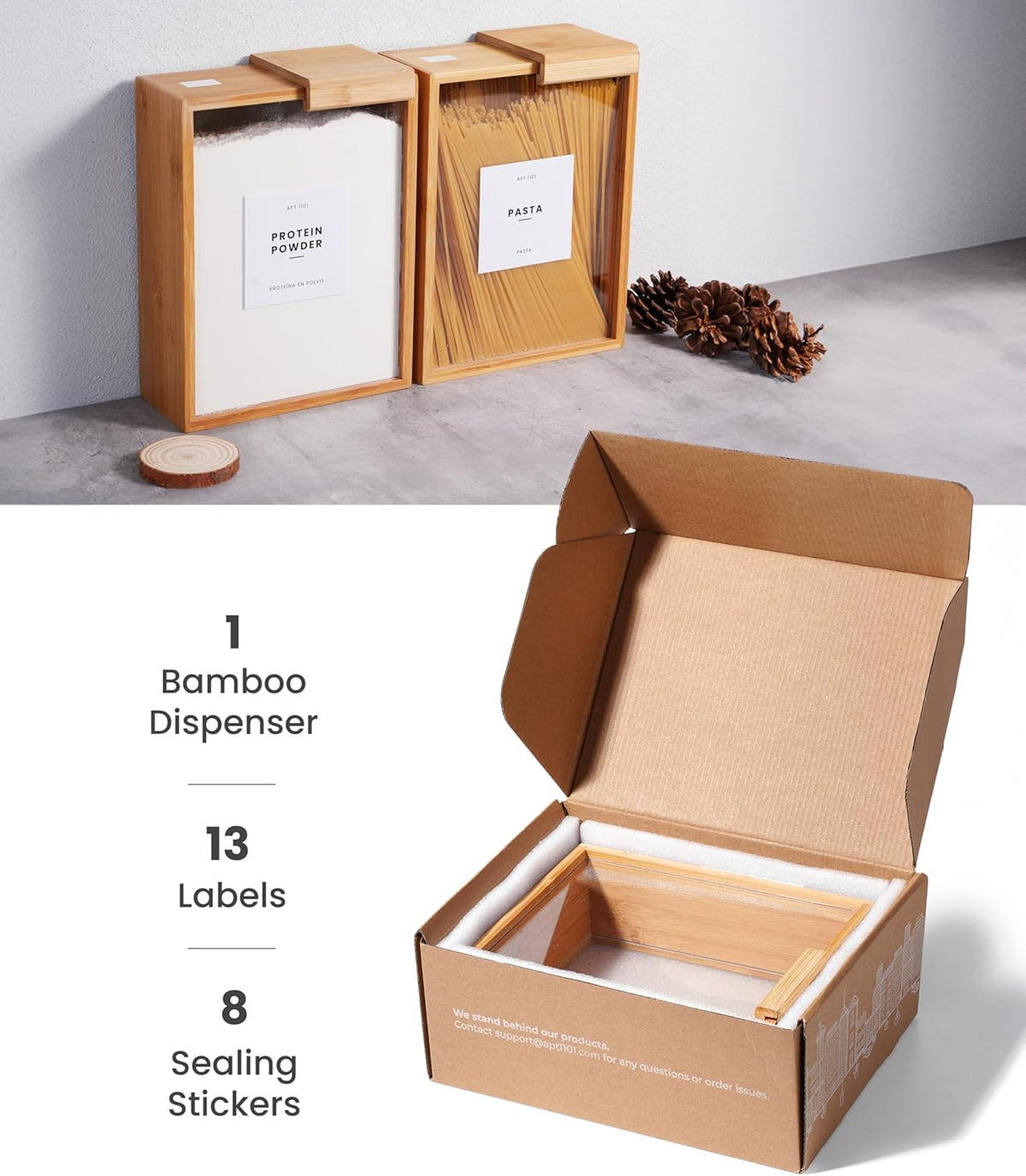 APT 1101 Food Dispenser 2L | Kitchen Organizers and Storage | Food Containers & Cereal Dispenser for Pantry Organization And Storage Container | Cereal, Rice, Flour, Snack (Glass, 2)
