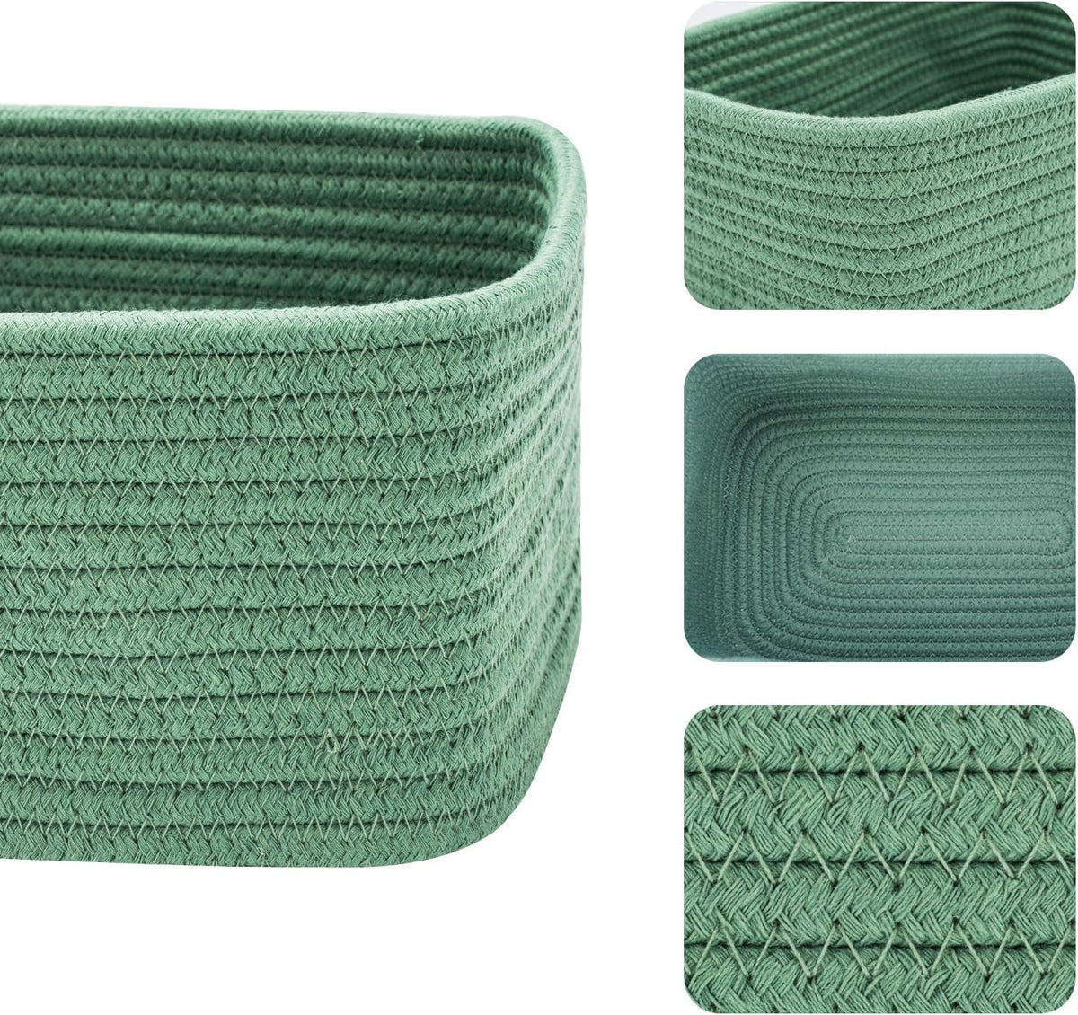 MiniArk Small Storage Baskets for Organizing | Closet Organizer Bins | Shelf Toy Basket | Woven Rope Baskets | Cube Decorative Box | Shallow Basket | L11.5xW7.5xH4.7| Brown