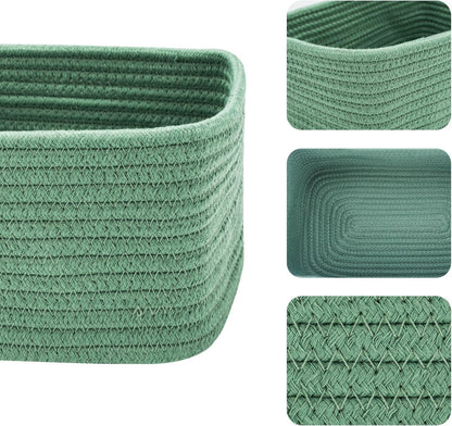 MiniArk Small Storage Baskets for Organizing | Closet Organizer Bins | Shelf Toy Basket | Woven Rope Baskets | Cube Decorative Box | Shallow Basket | L11.5xW7.5xH4.7| Brown