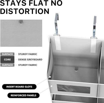 Simple Houseware Large Heavy Duty Over the Door Organizer with 5 Clear Window Pockets, 45 lbs Capacity for Pantry, Closet, Bathroom, Gray