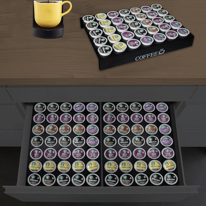 MinBoo BamBoo k cup holder Drawer or Countertop k cup Organizer Coffee Pod Holder Hold 35 Coffee Pod Storage Kcup coffee pods holder for coffee station Office and Kitchen k cup storage