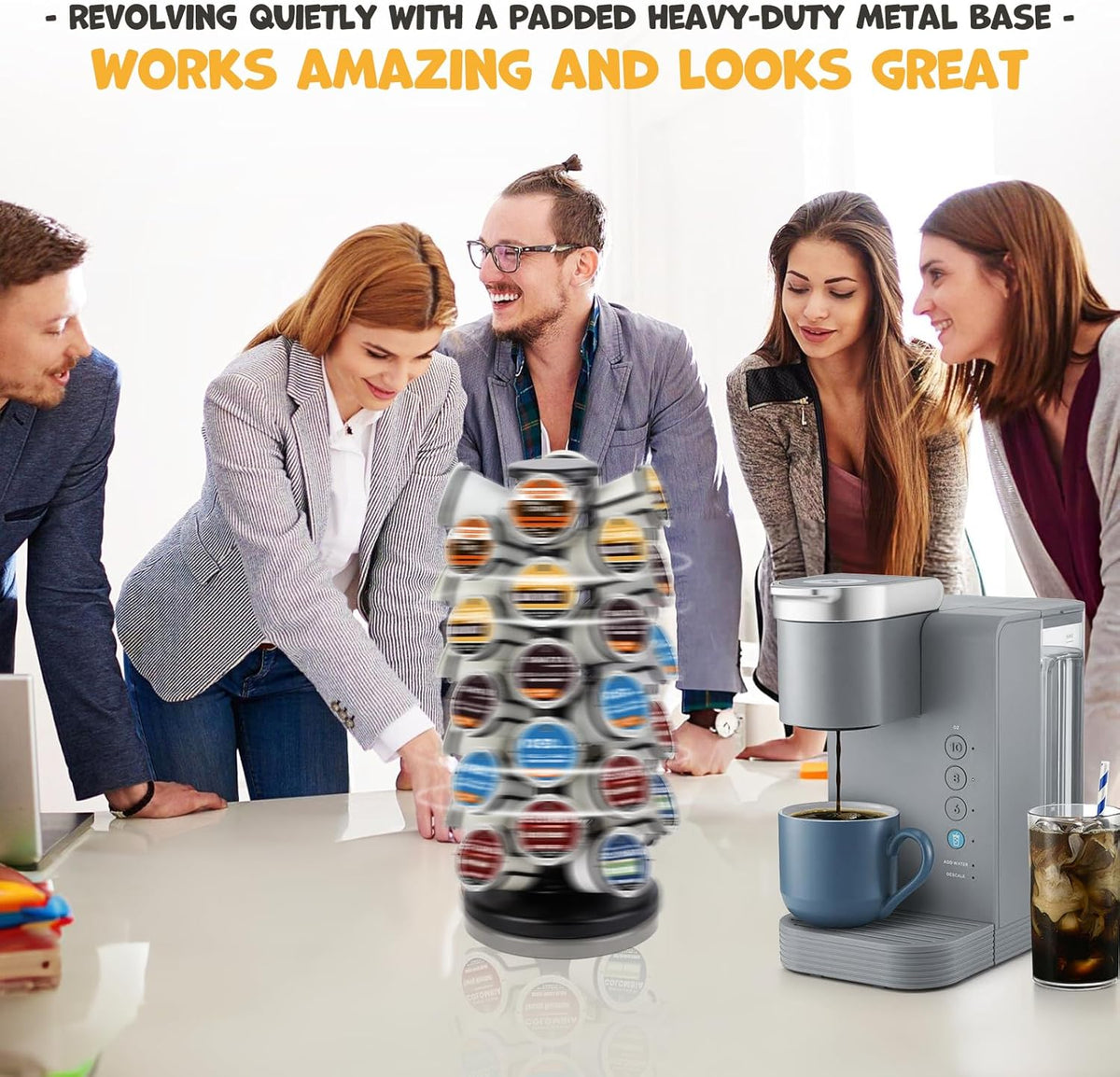 BLACKSMITH FAMILY 36 K Cup Pod Carousel Easy Assembly Design K Cup Holders,K Cup Holder, K Cups Holder,K Cup Carousel, 4-Tier Coffee Pods Holder Storage Organizer Stand,Glossy Black