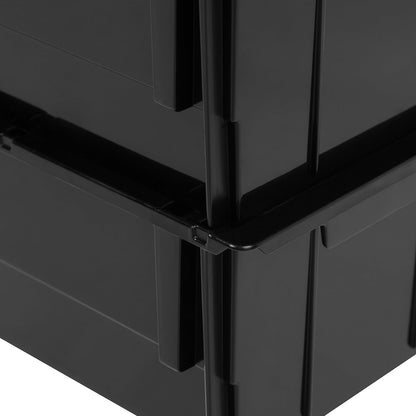 IRIS USA Medium Stackable Storage Bins, 11" L x 6" W x 5" H |Made in USA| Plastic Open Front Shelf Bin for Organizing Parts, Hardware, Tools, Supplies, Garage Shelf, Pantry - Black