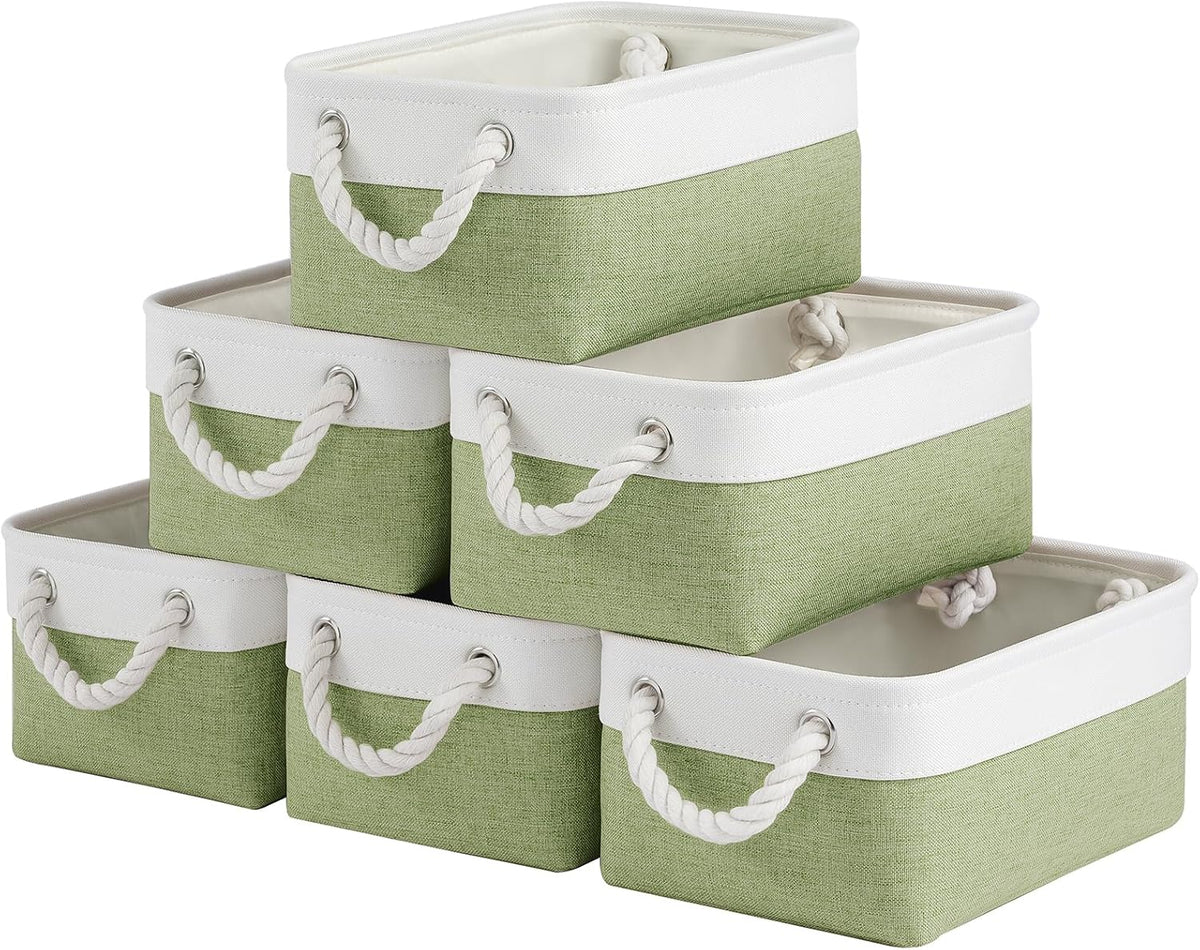 Large Storage Baskets- 15.7x11.8x8.26 inch Storage Bins for Shelves and Closet Organizing, Foldable Fabric Bin for Home Organization Clothes and Laundry (3-Pack, White&Khaki)
