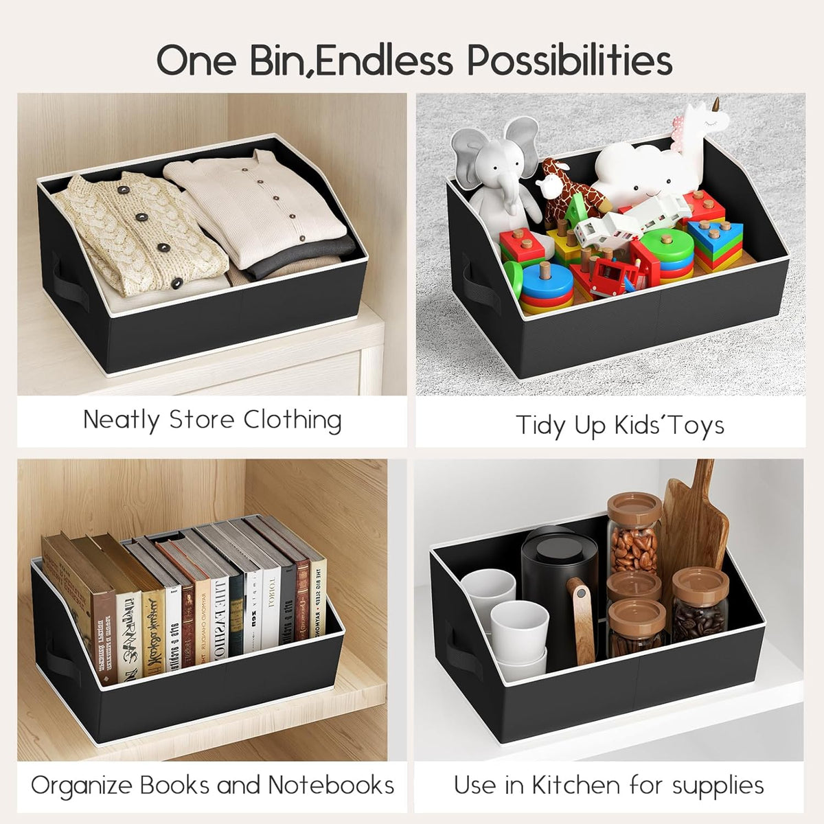 Homsorout Large Closet Organizers and Storage Bins - Trapezoid Storage Baskets for Shelves, Foldable Fabric Baskets with Handles Ideal for Closet, Basket, Wardrobe and Shelf Storage, Beige