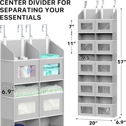 Simple Houseware Large Heavy Duty Over the Door Organizer with 5 Clear Window Pockets, 45 lbs Capacity for Pantry, Closet, Bathroom, Gray