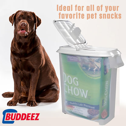 Buddeez Airtight Pet Food Storage Container - 50 QT/50 LB Capacity Dog Food Storage Container - Cat Food Container, Bird Seed Storage Container, Rolling Storage Bin, Air Tight with Handle & Scoop