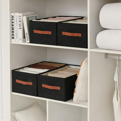 Linen Folding Storage Bins, 3 Pack Large Storage Baskets, Washable, Clothing Storage Bins with Handle, Closet Organizer for Storage Sweater,Sheets(Beige, 18½"x11 x8½)