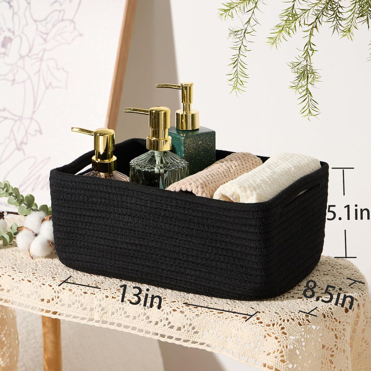 MiniArk Small Storage Baskets for Organizing | Closet Organizer Bins | Shelf Toy Basket | Woven Rope Baskets | Cube Decorative Box | Shallow Basket | L11.5xW7.5xH4.7| Brown