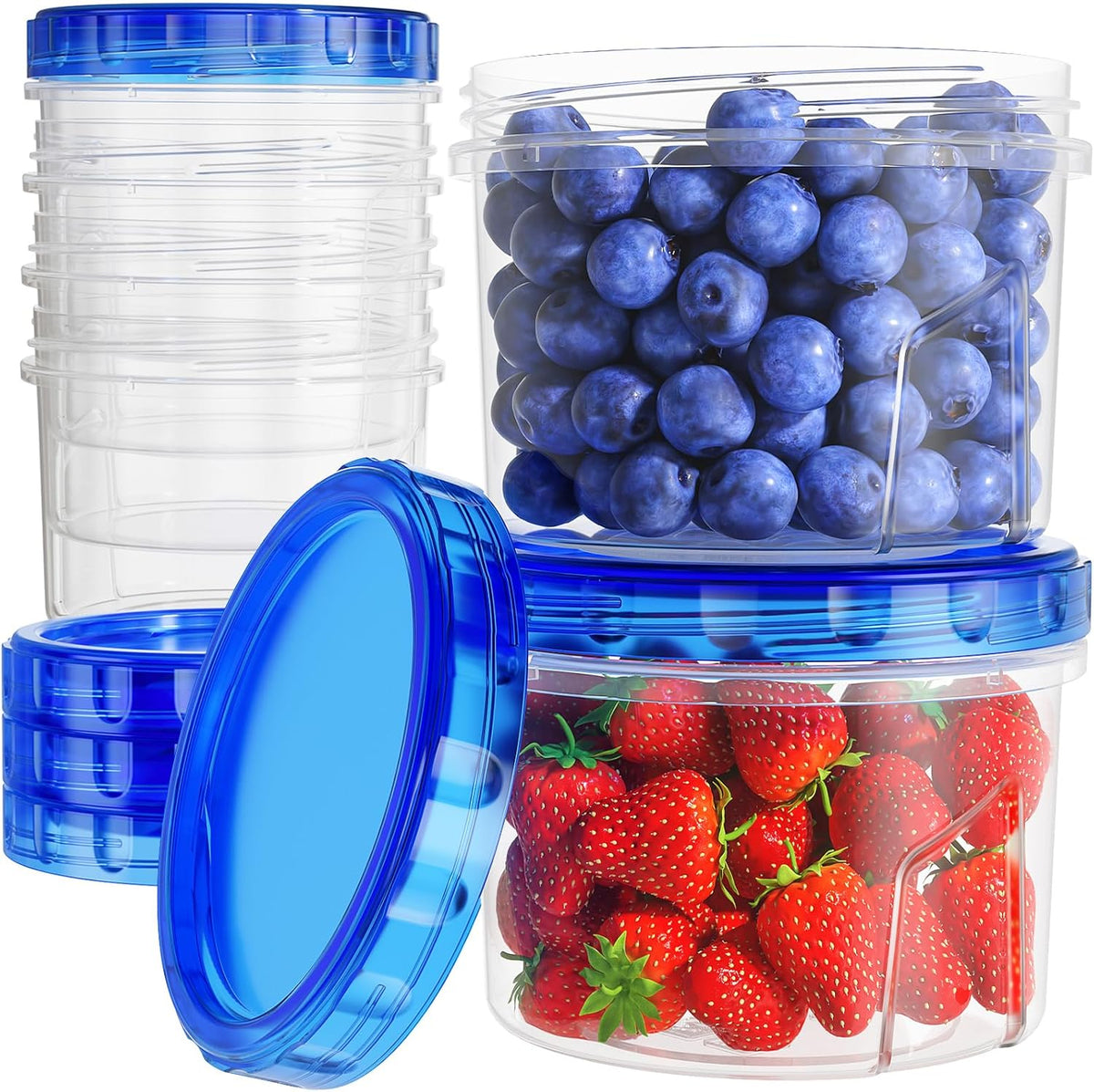 Freezer Storage Containers, [-16 Oz] Airtight Plastic Food Storage Containers with Twist Top Lids, Soup, Meal Prep Containers | BPA Free | Stackable | Leakproof | Microwave/Dishwasher Safe