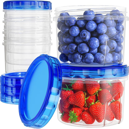 Freezer Storage Containers, [-16 Oz] Airtight Plastic Food Storage Containers with Twist Top Lids, Soup, Meal Prep Containers | BPA Free | Stackable | Leakproof | Microwave/Dishwasher Safe
