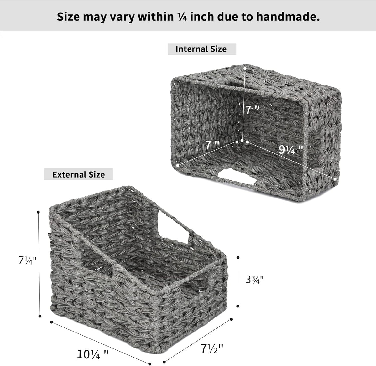 GRANNY SAYS Wicker Basket with Handles, Trapezoid Decorative Baskets, Woven Storage Baskets for Shelves, Nature, 2-Pack Wovenbaskets-TB5 Medium