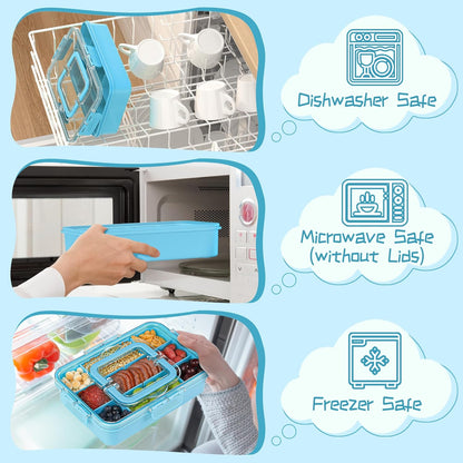Xyptorix Snack Box Container for Kids - Adjustable 12-Compartment Snack Containers, Reusable Bento Box, Dishwasher Safe, BPA-Free, Perfect for School, Travel, Camping & Picnic, Ivory White