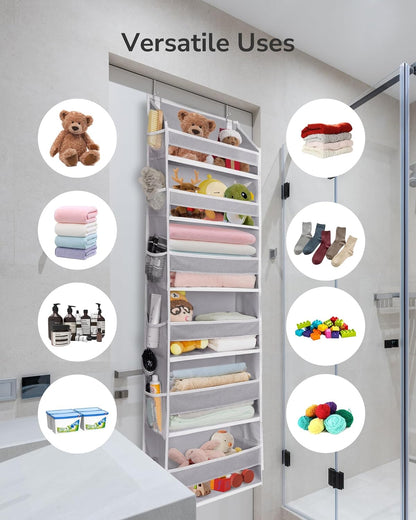ULG Over The Door Organizer with 6 Large Pockets 12 Side Pockets, 50lbs Weight Capacity Door Hanging Organizer for Bedroom, Bathroom, Pantry, Nursery Storage, Beige