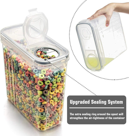 Wildone Cereal Storage Containers Set, Large BPA Free Plastic Airtight Food Storage Containers 4L for Flour, Sugar, 6 Piece Set Cereal Dispensers with 20 Labels & Marker, Black