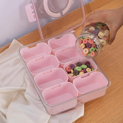 WACOI Divided Snack Serving Tray with Lid and Handle travel Snackle Box Charcuterie Container Portable Storage Organizer for Candy, Fruits, Nuts, Snacks 1Pack White