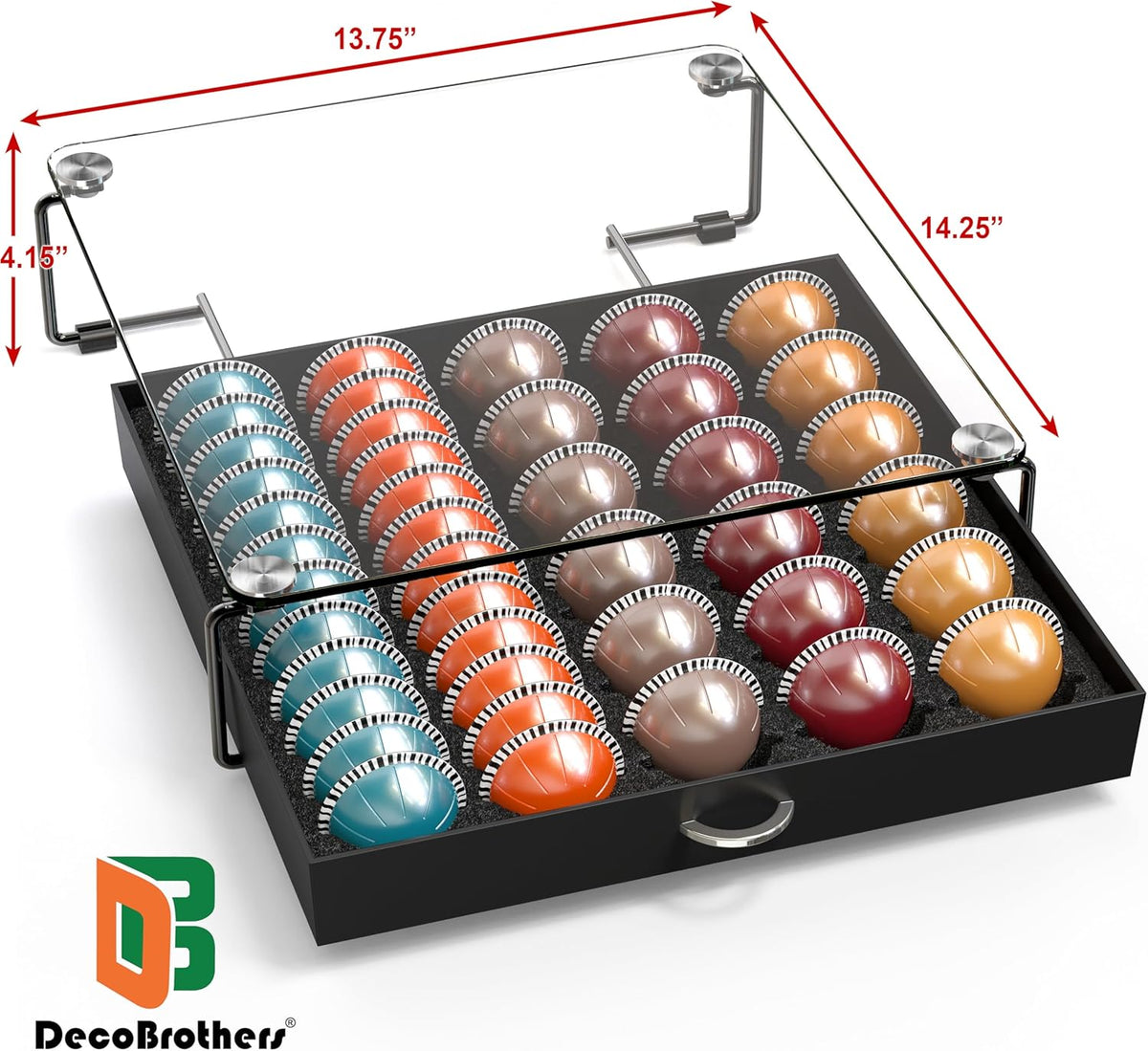 DecoBrothers Crystal Tempered Glass Vertuo Pod Holder Drawer, 24 Large or 48 Small Nespresso Capsule Organizer
