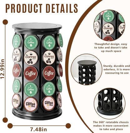 K Cup Holder, Coffee Pod Storage Carousel Holder Organizer Compatible with 40 Keurig K-Cup Pods, Home or Office Kitchen Counter Organizer