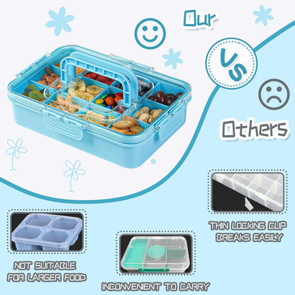 Xyptorix Snack Box Container for Kids - Adjustable 12-Compartment Snack Containers, Reusable Bento Box, Dishwasher Safe, BPA-Free, Perfect for School, Travel, Camping & Picnic, Ivory White
