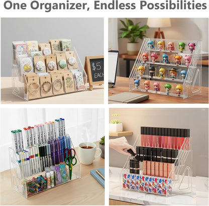 3-Tier Acrylic Drink Packet Organizer with 15 Compartments, Sugar Packets Drink Mix Organizer, Water Flavor Packet Holder for Kitchen Pantry Cabinet Storage,Coffee Station