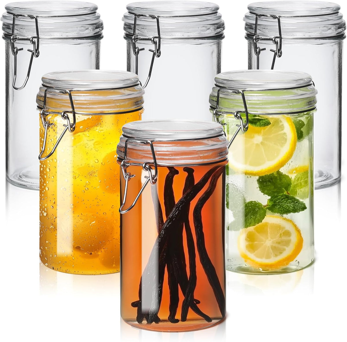 ComSaf 3-Pack 68oz 13-Inch Tall Glass Pasta Containers for Spaghetti & Long Pasta, Slender Airtight Canisters for Vertical Pantry Organization, Food Storage Jars for Linguine & Breadsticks