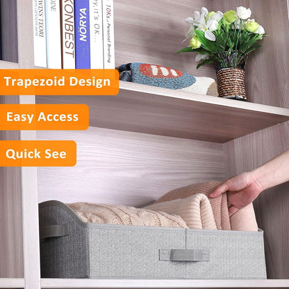 WUIKE Closet Organizers and Storage, Trapezoid Storage Bins, Fabric Closet Bins with Handles, Foldable Storage Baskets for Clothes, Purse, Blanket, Herringbone Gray, Extra Large