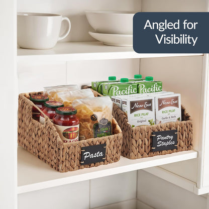 Best Choice Products Water Hyacinth Pantry Storage Baskets, Wicker Baskets w/Built-in Handles, Handwoven Shelf Baskets for Organizing, Pantry Organizers and Storage, 3-Pack - Natural