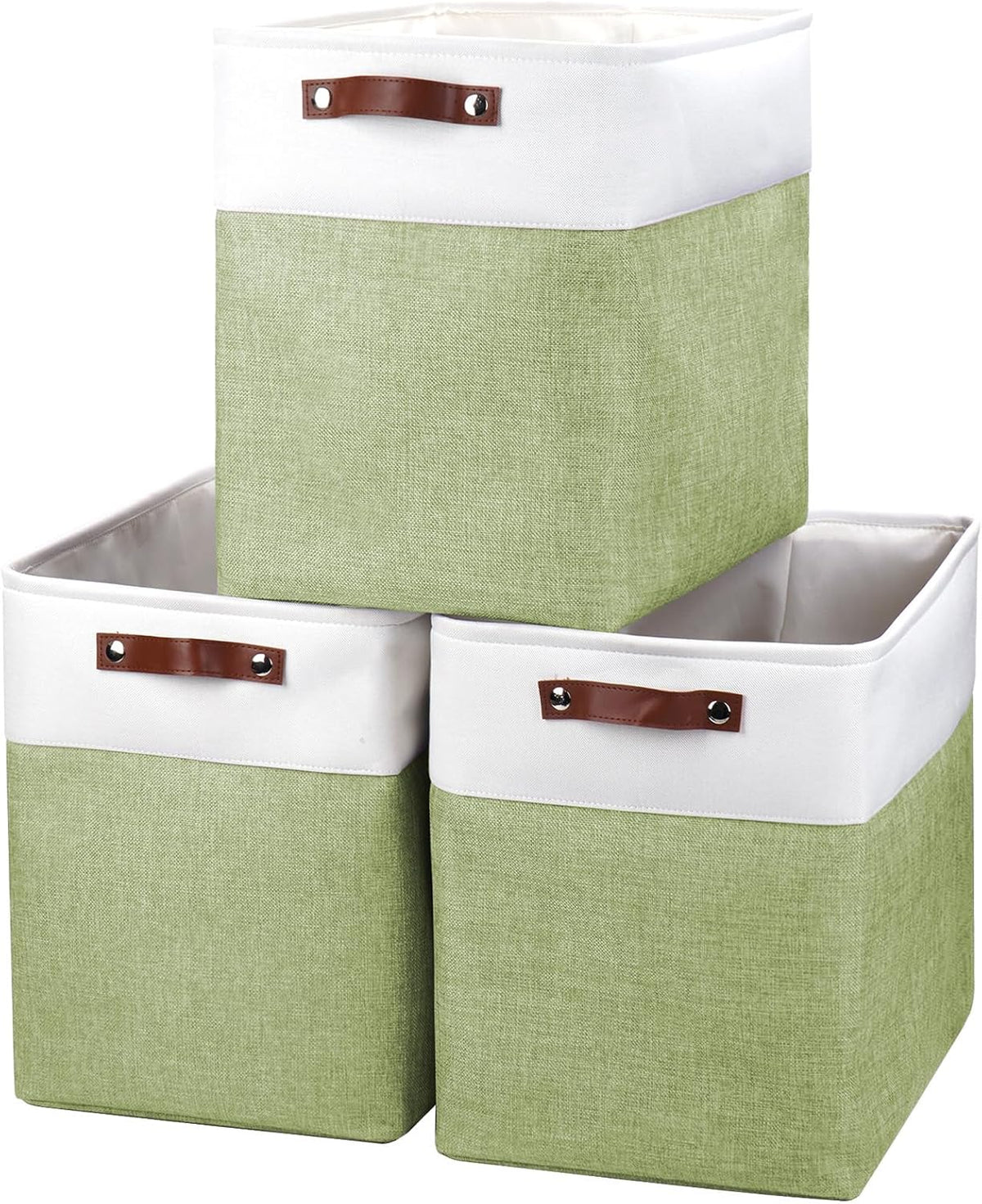 Bagnizer Large Fabric Storage Baskets | 50L Storage Bins, Decorative Linen Closet Baskets with Handles for Organizing, Shelf, Toys, Clothes, Home, Office, Nursery, 17x12x15Inches (Grey&White)