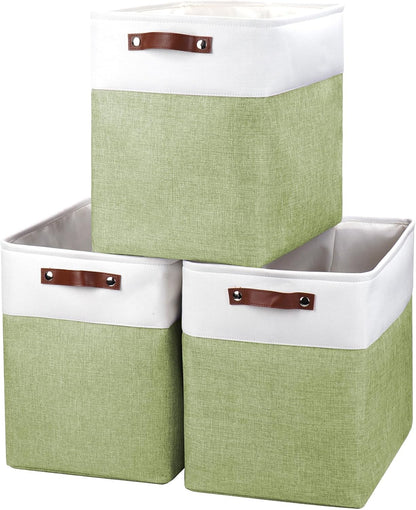 Bagnizer Large Fabric Storage Baskets | 50L Storage Bins, Decorative Linen Closet Baskets with Handles for Organizing, Shelf, Toys, Clothes, Home, Office, Nursery, 17x12x15Inches (Grey&White)