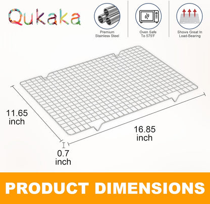 2PCS Cooling Racks for Cooking and Baking - 10" x 15"Heavy Duty Stainless Steel Wire Rack for Baking, Grilling, Roasting - Oven & Dishwasher Safe - Fits Jelly Roll Sheet Pan-Silver