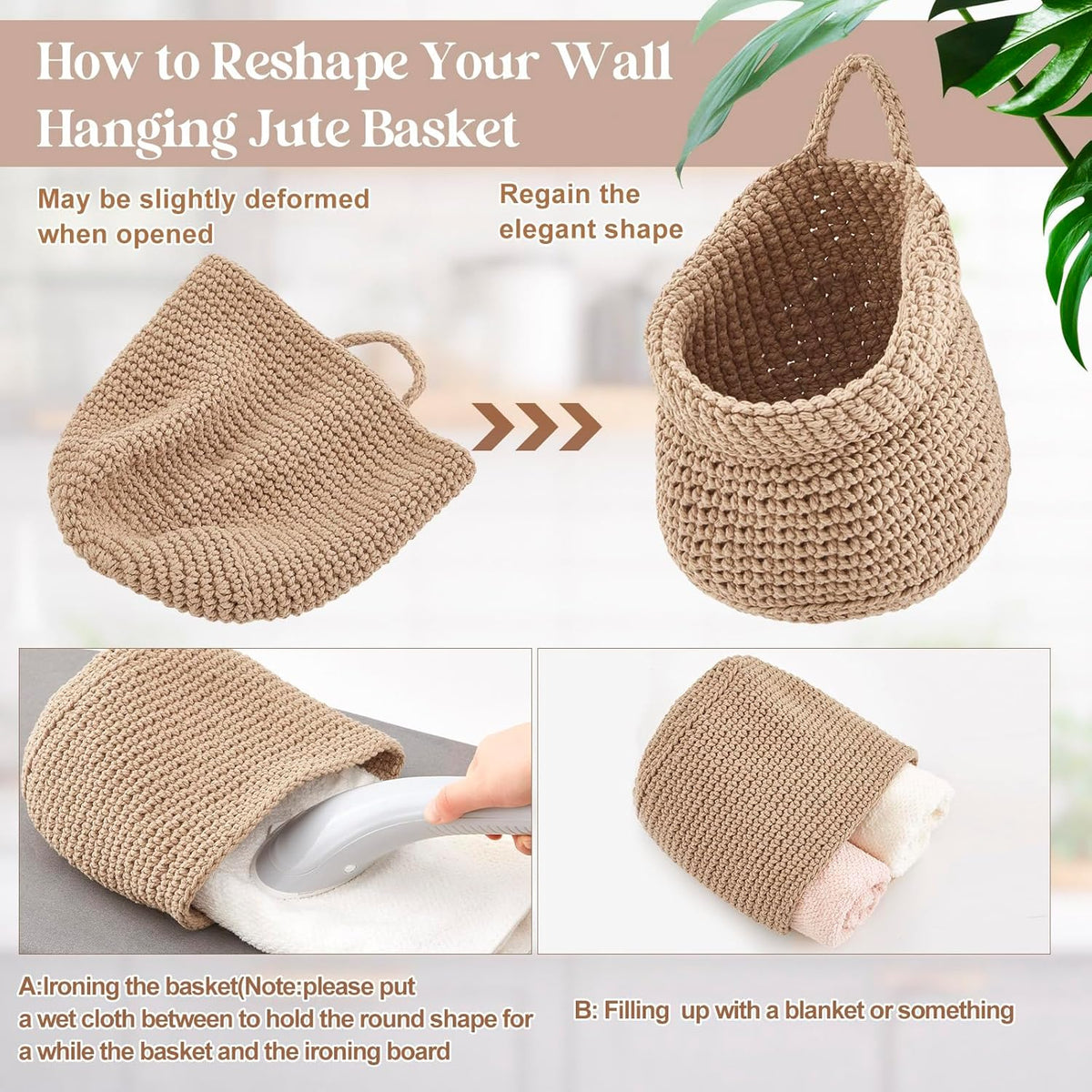 Honeydak Boho Decor Hanging Wall Baskets for Kitchen 3 Pack Teardrop Baskets with Hooks Storage Fruit Onion Vegetable Potato for Home 3 Sizes(Linen,Teardrop,Jute)