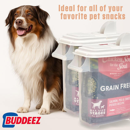 Buddeez Airtight Pet Food Storage Container - 50 QT/50 LB Capacity Dog Food Storage Container - Cat Food Container, Bird Seed Storage Container, Rolling Storage Bin, Air Tight with Handle & Scoop