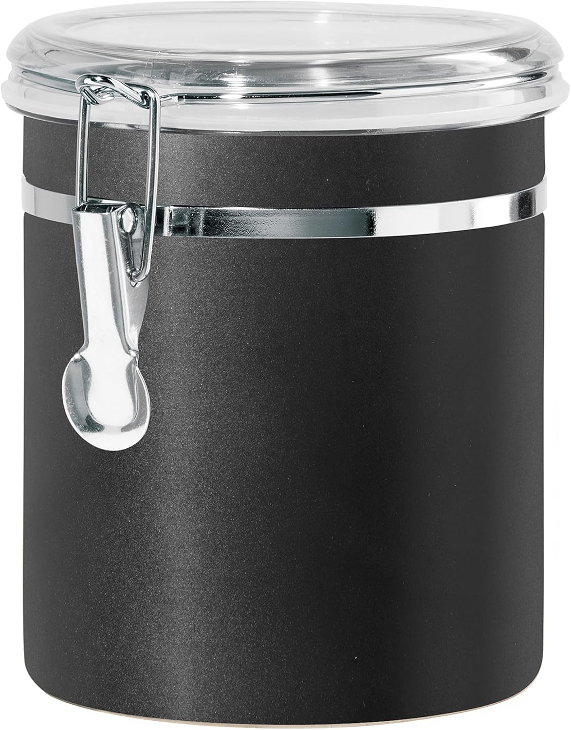 Oggi Stainless Steel Kitchen Canister 152 fl oz - Airtight Clamp Lid, Clear See-Thru Top - Ideal for Kitchen Storage, Food Storage, Pantry Storage. Jumbo Size 8" x 8".