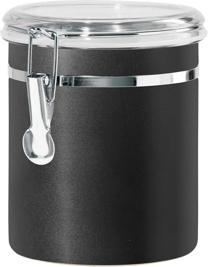 Oggi Stainless Steel Kitchen Canister 152 fl oz - Airtight Clamp Lid, Clear See-Thru Top - Ideal for Kitchen Storage, Food Storage, Pantry Storage. Jumbo Size 8" x 8".